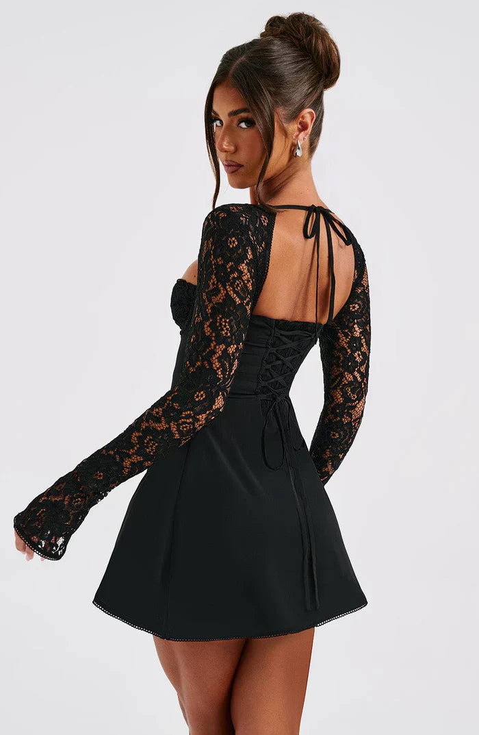 EMMA LACE MINI DRESS- BLACK