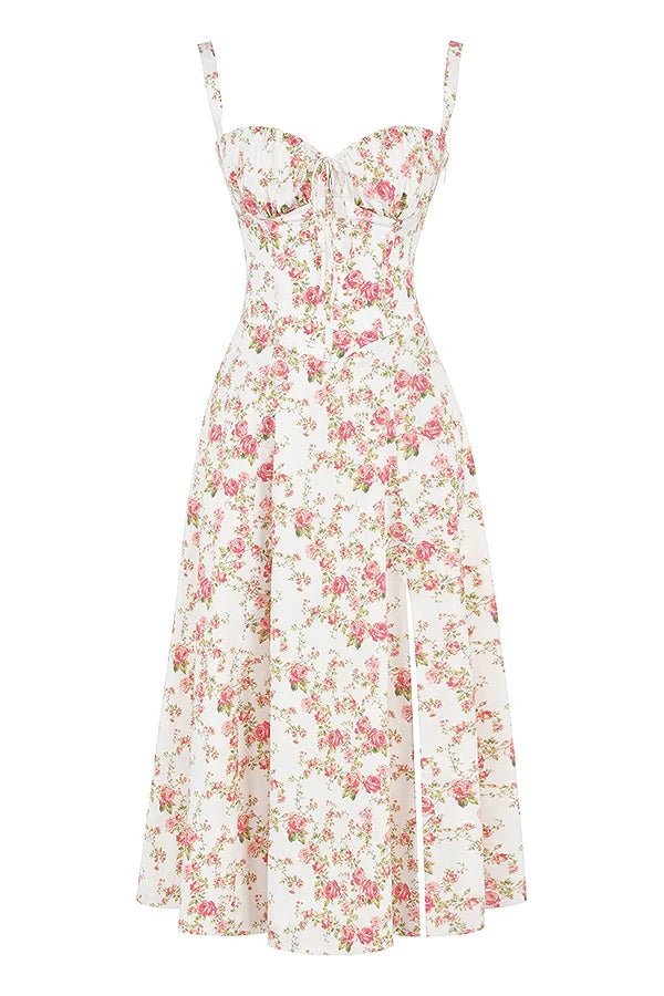 BLOOMING DESIRE LACE UP DRESS - FLORAL