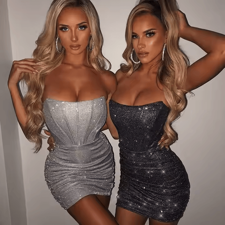 FAYE CORSET MINI DRESS - BLACK