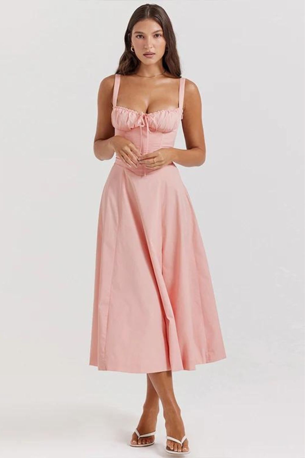 BLOOMING DESIRE LACE UP DRESS- PINK